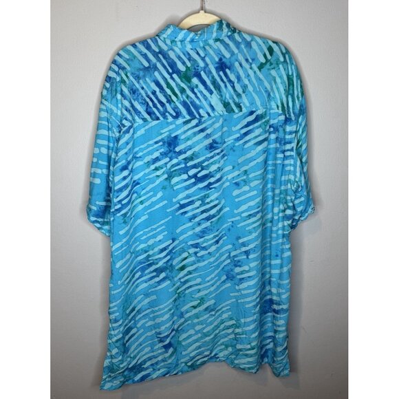 Island Importer surf batik island shirt XL Short Sleeve Button Front Rayon - Picture 3 of 6